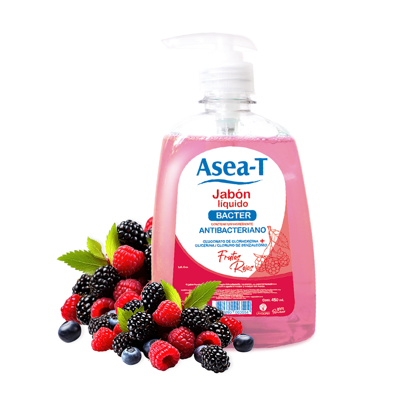 ASEA-T JABON LIQUIDO BACTER. VARIEDAD FRUTOS ROJOS X 450 ML
